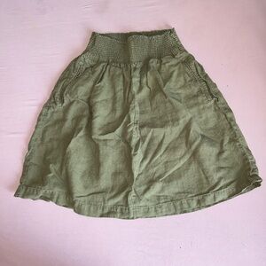 Wrap London Green Smocked A-Line Knee-Length Skirt